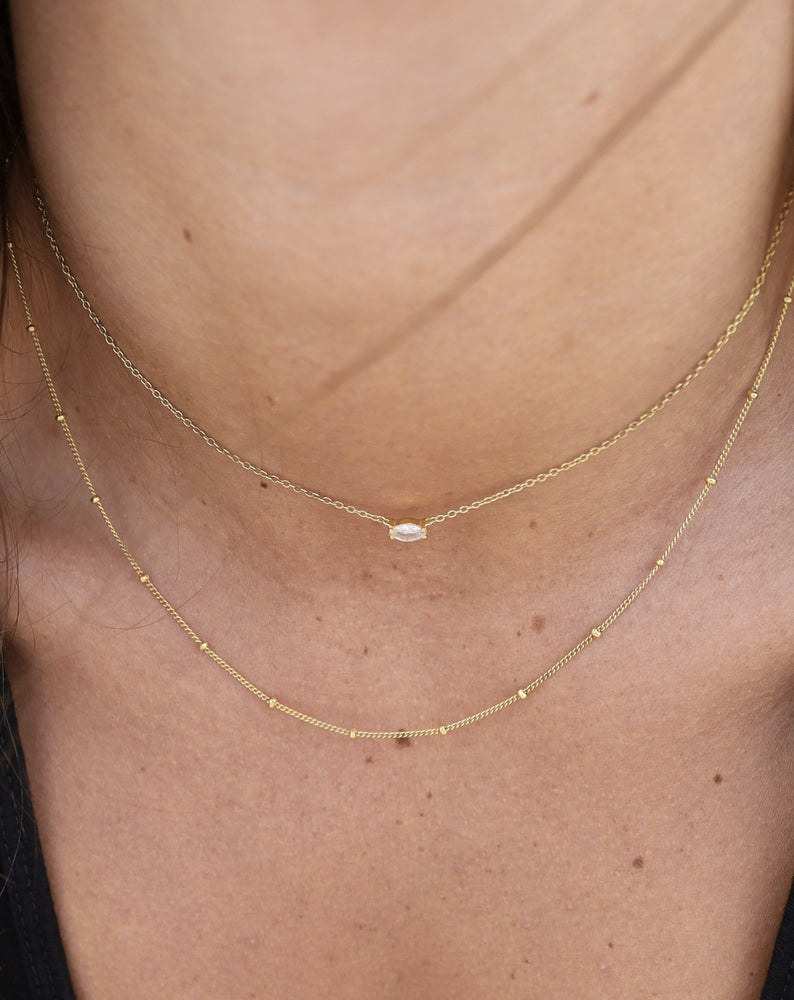 Aurora White Zircon Necklace Gold