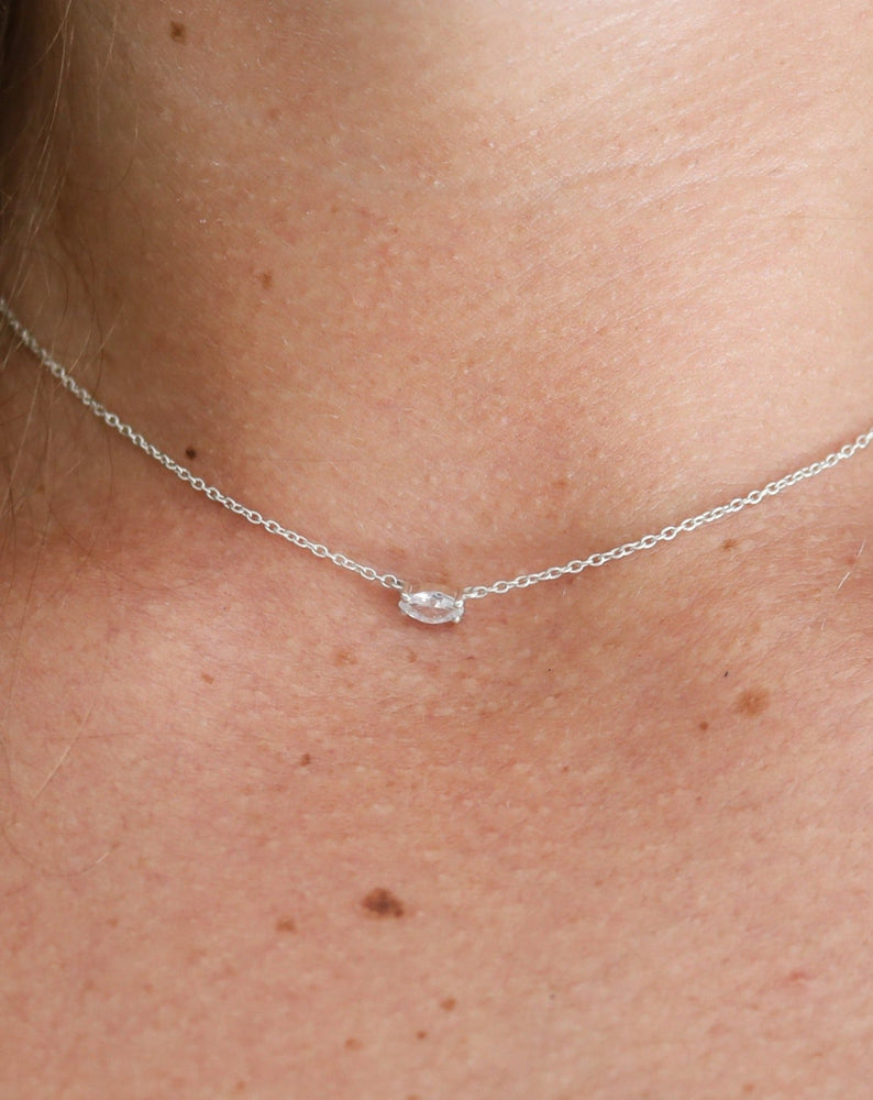 Aurora White Zircon Necklace Silver