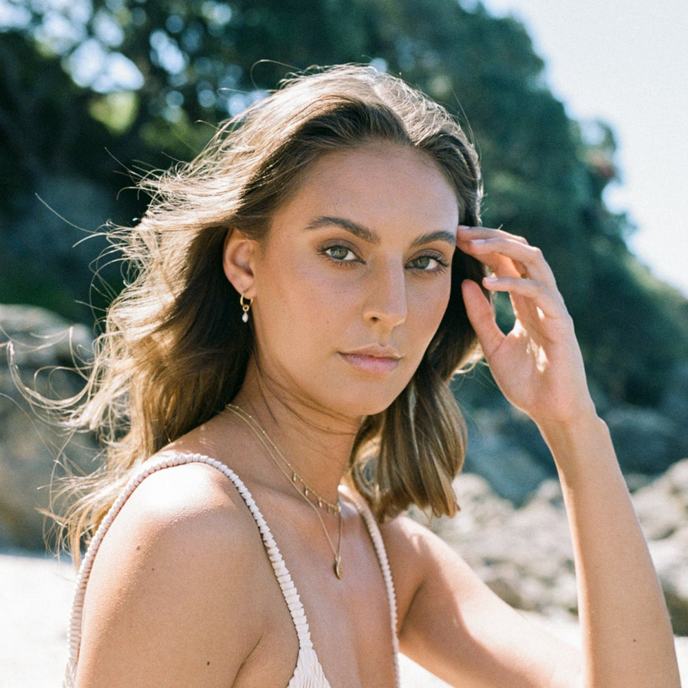 Mini Margot Pearl Hoops Gold