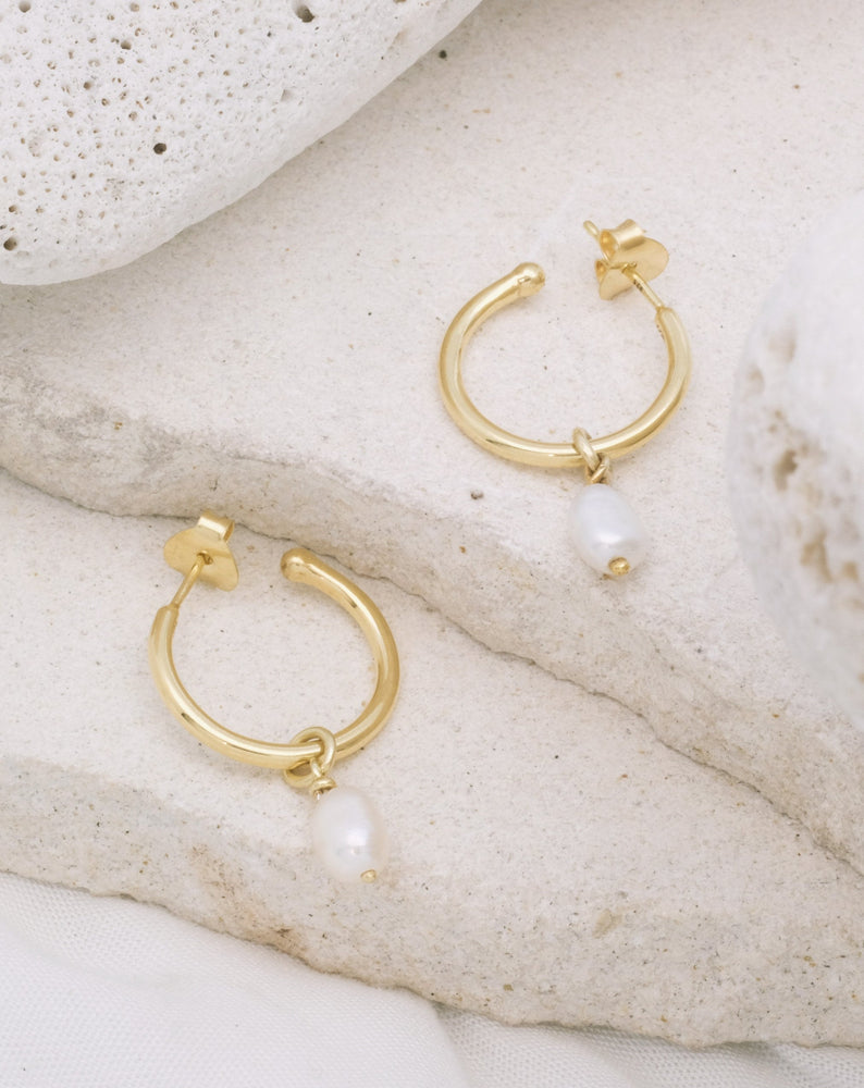 Margot Pearl Hoops Gold