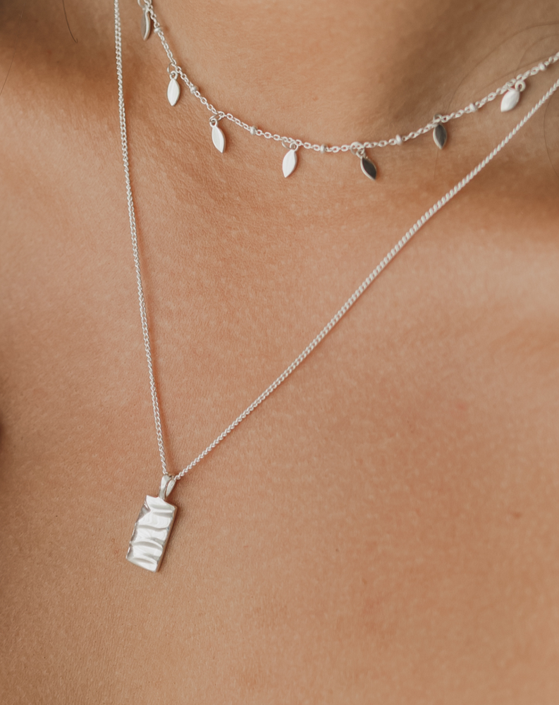 Isla Rectangle Necklace Silver